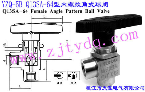 YZQ-5B Q13SA-64型內(nèi)螺紋角式球閥YZQ-5B Q13SA-64 Female Angle Pattern Ball Valve
